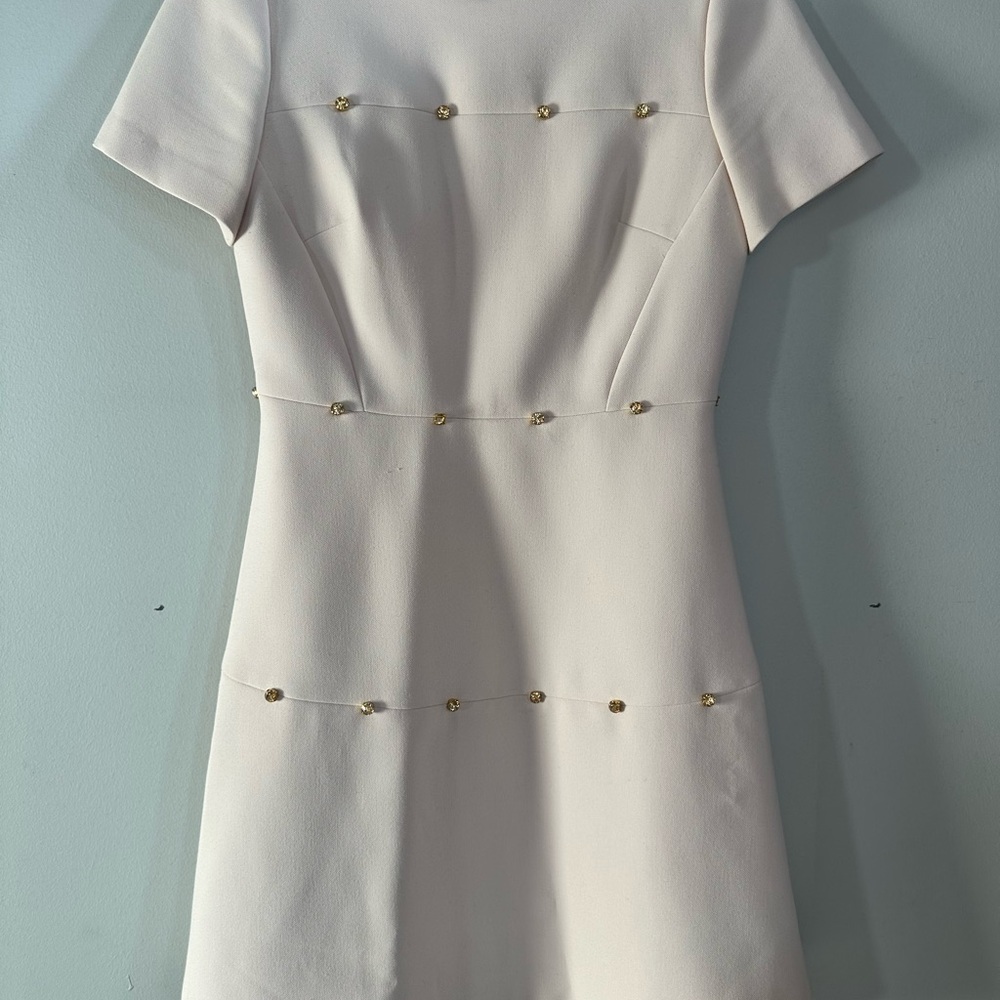 Kate Spade Light Pink Sheath Dress with Short Sleeves and Sequin Embellishments